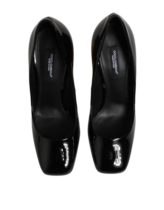 Dolce & Gabbana Zwarte Gouden Leren Logo Hakken Pumps Schoenen - Image 4