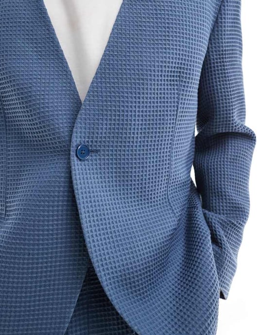 Viggo Santos jacket in waffle in stone blue co-ord - Image 4