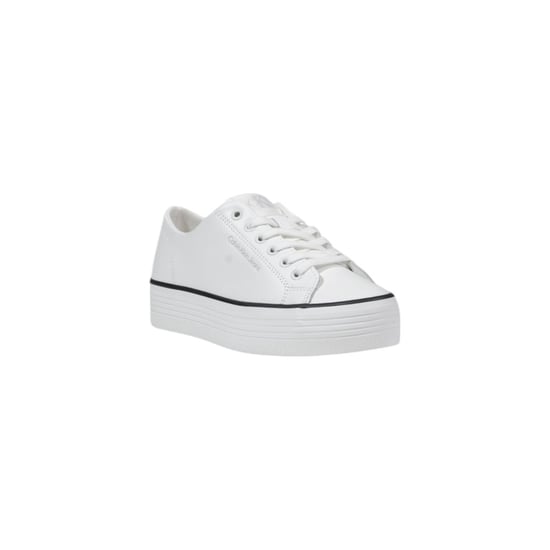 Calvin Klein Jeans Svarta och Vita Läder Plattform Sneakers - Image 2