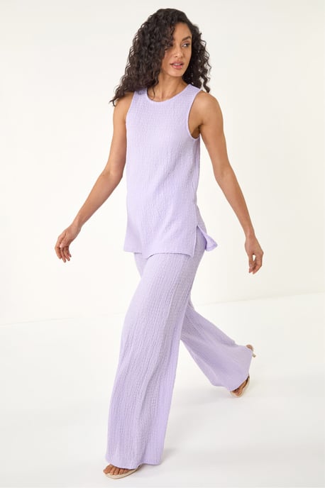 Textured Wide Leg Stretch Trouser - Image 1