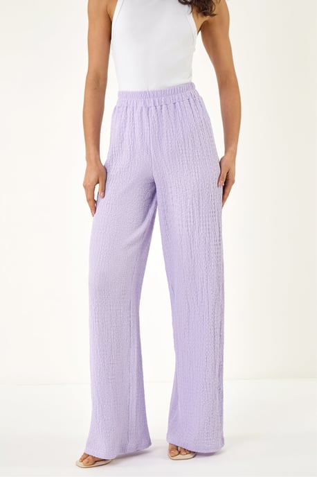 Textured Wide Leg Stretch Trouser - Image 4