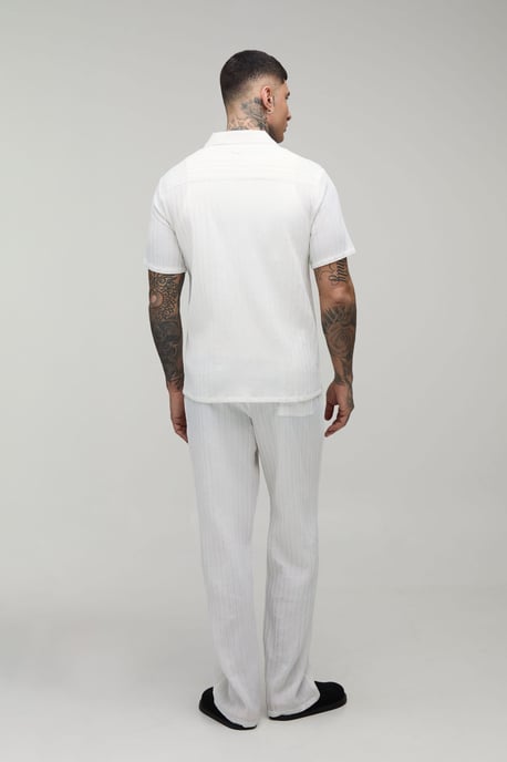 Tall Regular Fit Irregular Pleat Short Sleeve Shirt and Relaxed Trouser Set - Image 2