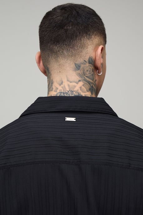 Tall Boxy Crop Fit Long Sleeve Irregular Pleat Overshirt - Image 3