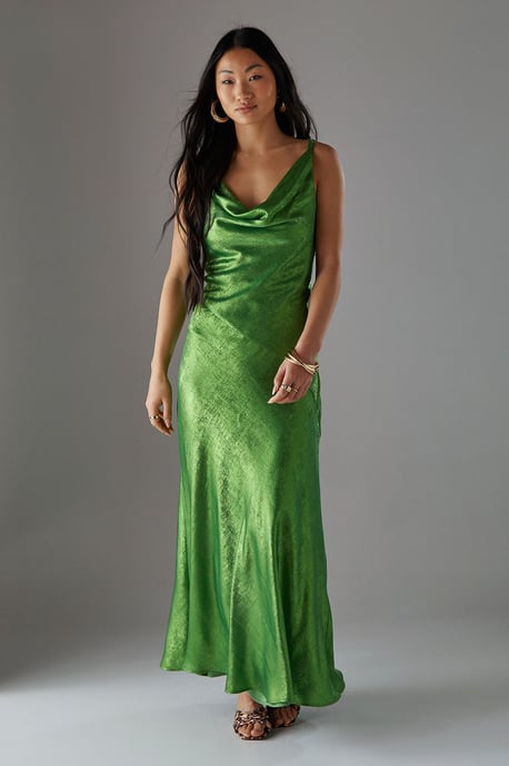 Petite Metallic Lame Cowl Neck Maxi Dress - Image 1
