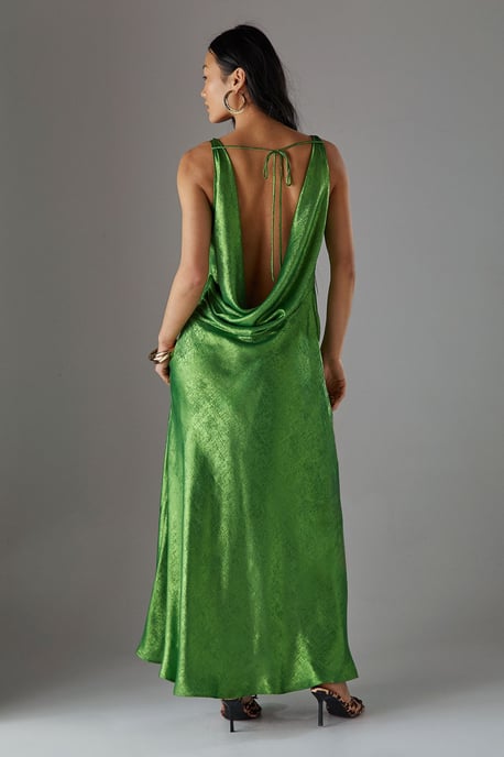 Petite Metallic Lame Cowl Neck Maxi Dress - Image 4