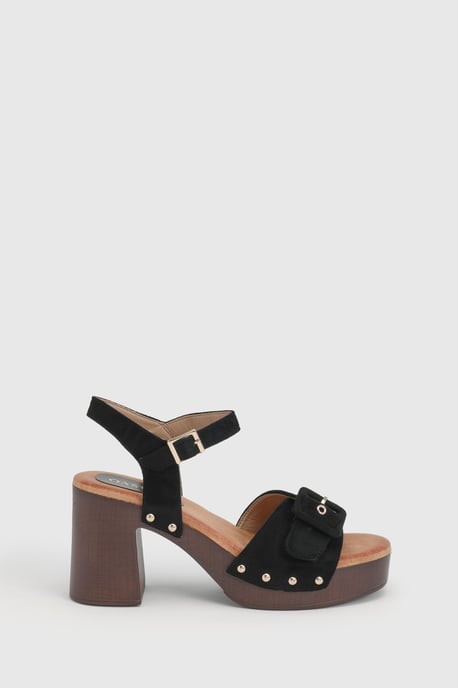 Regina Faux Suede Buckle Detail High Block Heel platform Sandals - Image 2
