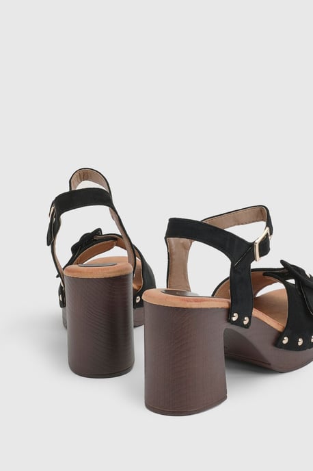 Regina Faux Suede Buckle Detail High Block Heel platform Sandals - Image 3