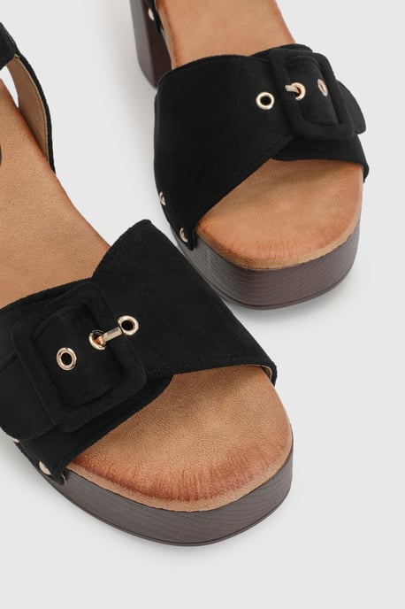 Regina Faux Suede Buckle Detail High Block Heel platform Sandals - Image 4