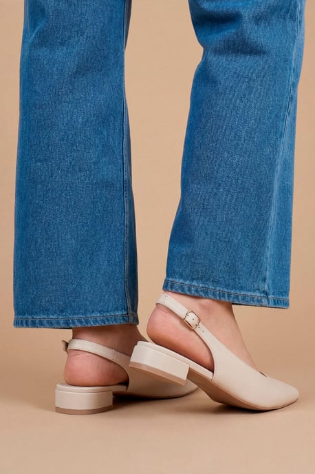 Jerry Faux Leather Slingback Pointed Flat Shoes - Image 2