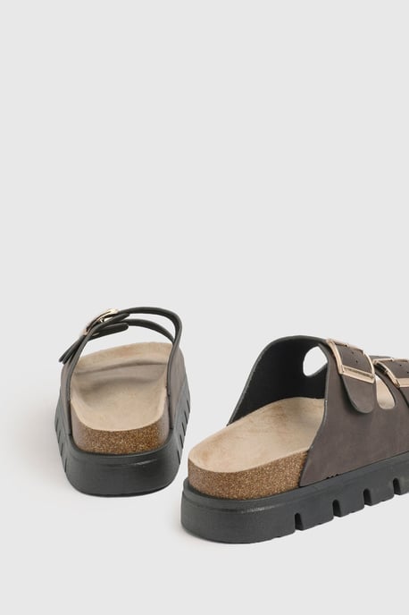 Mae Platform Faux Suede Buckle Footbed Slider - Image 3