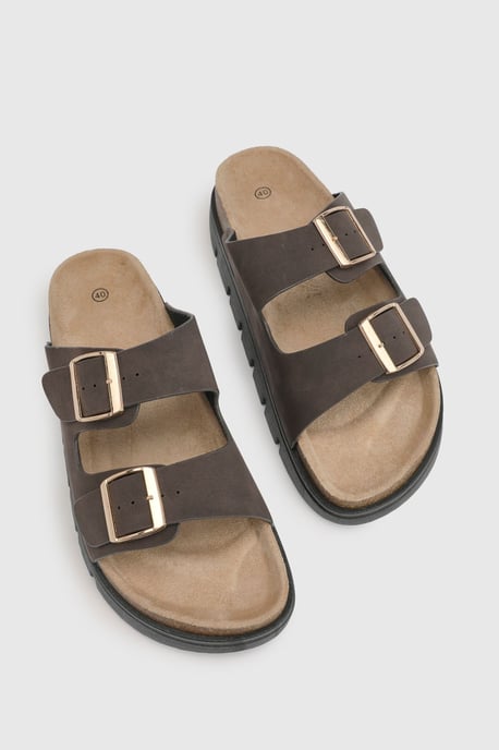 Mae Platform Faux Suede Buckle Footbed Slider - Image 4