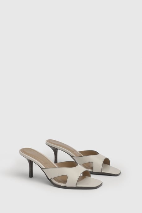 Maddie Faux Leather Stitch Detail Medium Stiletto Heeled Mules - Image 1
