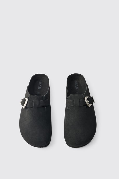 Western Buckle Faux Suede Mule - Image 4