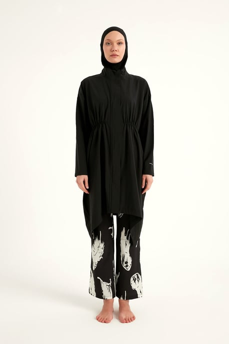 Black Asymmetric Cut Premium Full Coverage Swimwear Set - Image 3