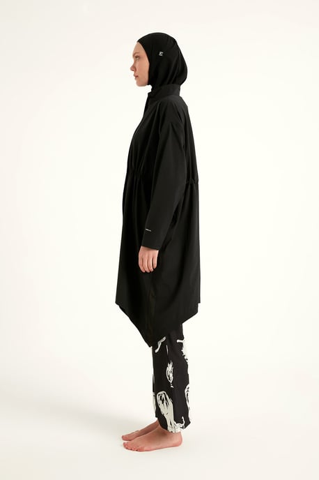 Black Asymmetric Cut Premium Full Coverage Swimwear Set - Image 4
