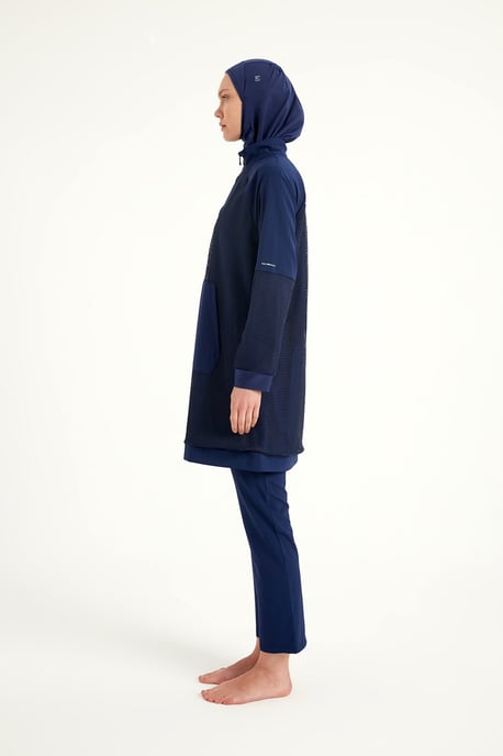 Marinblå Full täckning Modest Swimwear Burkini Set - Image 5