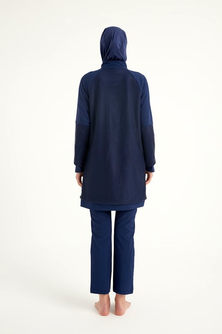 Marinblå Full täckning Modest Swimwear Burkini Set - Image 6