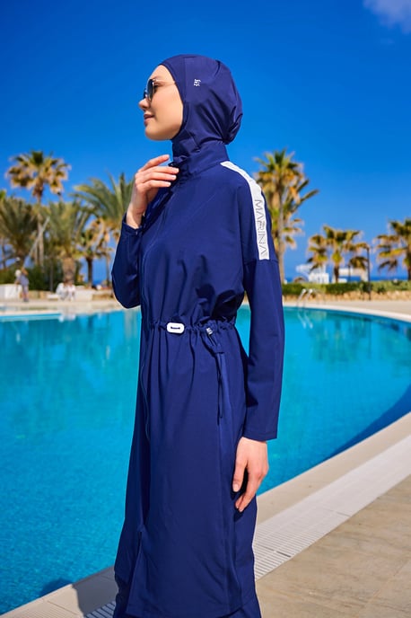 Marinblå Full täckning Modest Swimwear Burkini Set - Image 3