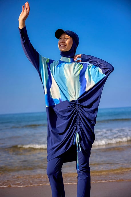 Marinblå Full täckning Modest Swimwear Burkini Set - Image 1
