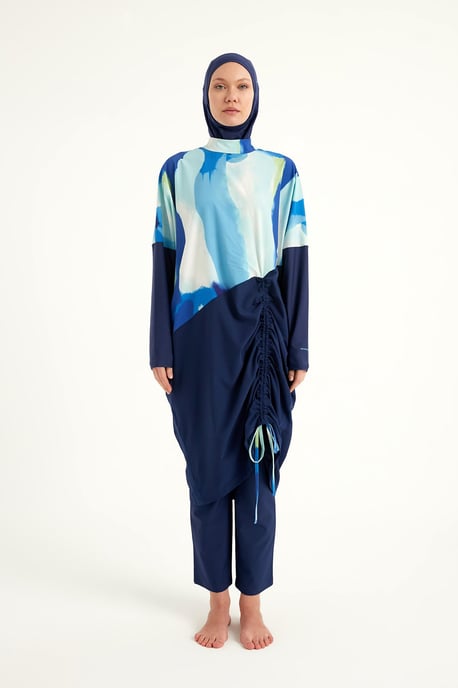 Marinblå Full täckning Modest Swimwear Burkini Set - Image 3