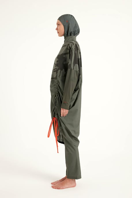 Kaki bescheiden badmode Burkini-set met volledige dekking - Image 5