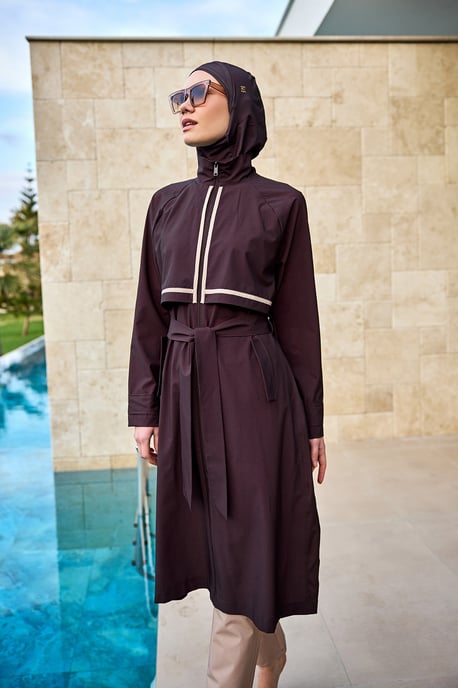 Marina Brown bescheiden badmode Burkini-set met volledige dekking - Image 2