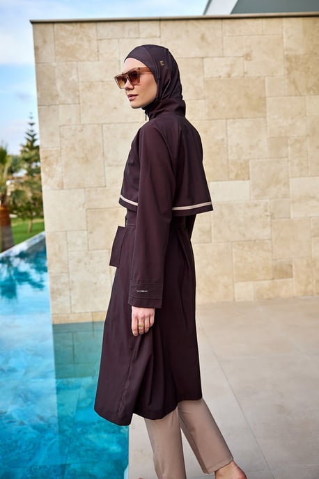 Marina Brown bescheiden badmode Burkini-set met volledige dekking - Image 3