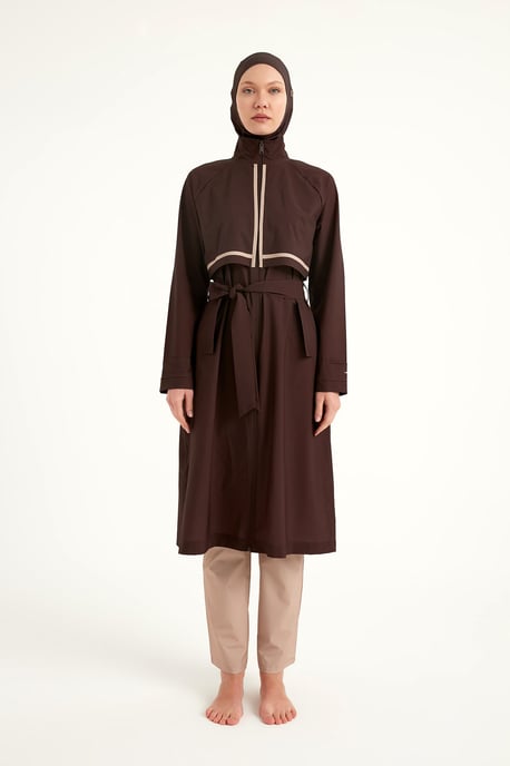 Marina Brown bescheiden badmode Burkini-set met volledige dekking - Image 4