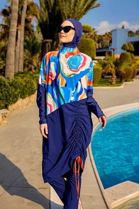 Full täckning Modest Burkini – Islamiska badkläder Set för kvinnor Färgglada - Image 1