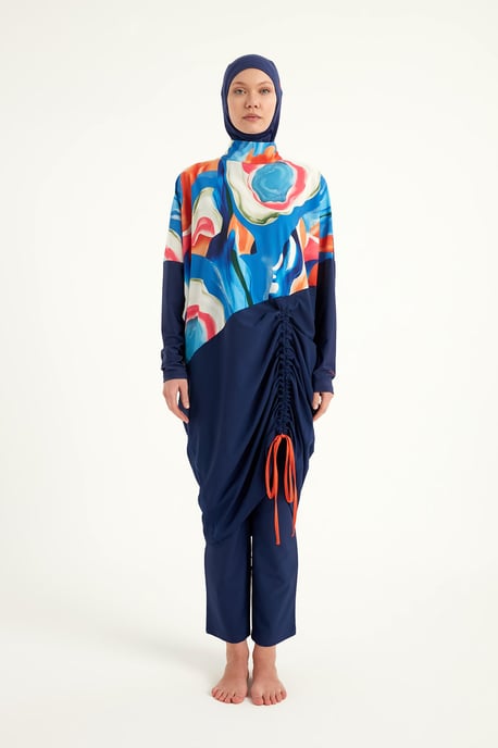 Full täckning Modest Burkini – Islamiska badkläder Set för kvinnor Färgglada - Image 3