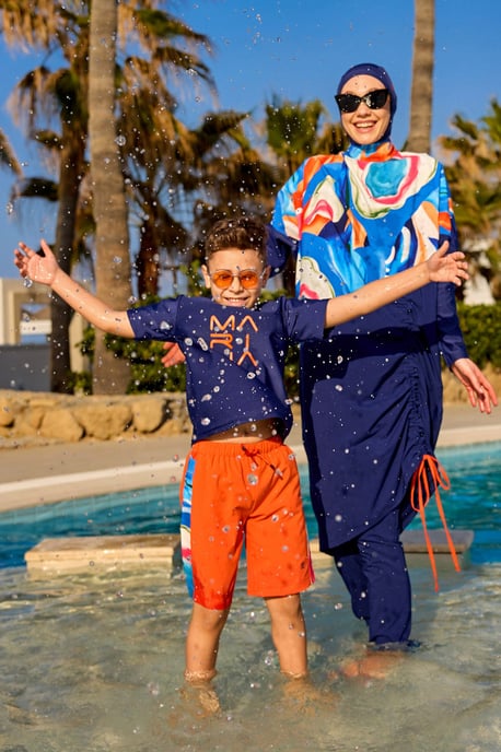 Full täckning Modest Burkini – Islamiska badkläder Set för kvinnor Färgglada - Image 6
