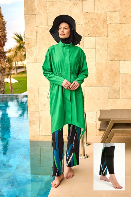 Groene hoogwaardige Burkini-set met volledige dekking - Image 1