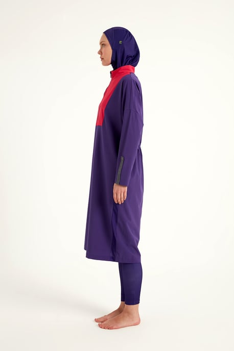 Purple Full Coverage Modest Swimwear Burkini Set - Image 6