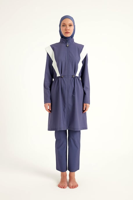 Marina Full Coverage Modest Swimsuit İn Indigo - Image 4
