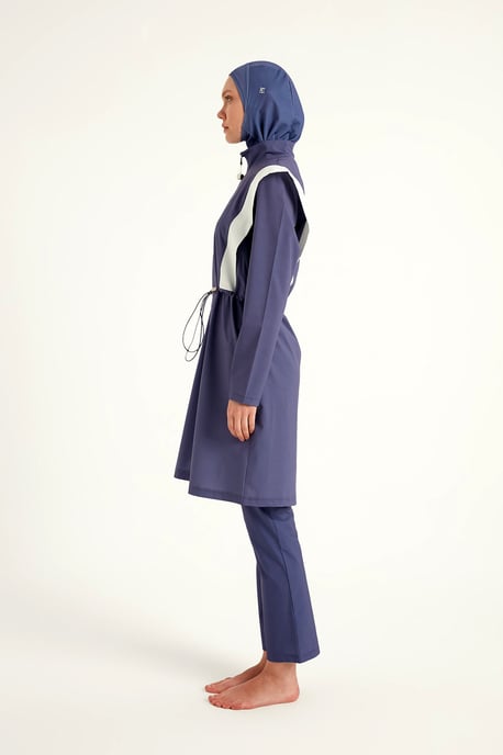 Marina Full Coverage Modest Swimsuit İn Indigo - Image 5