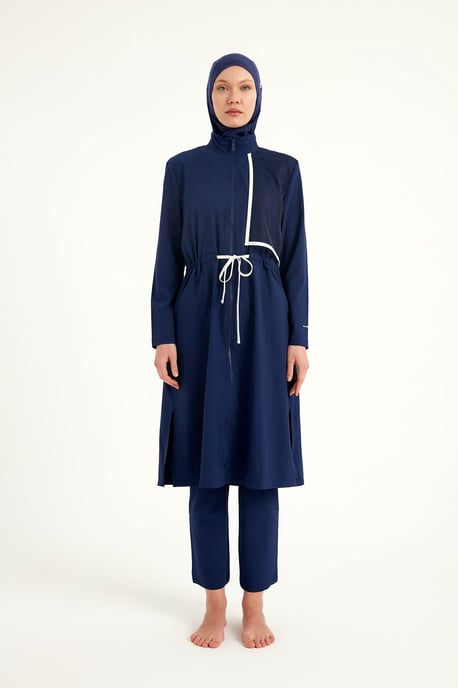 Navy Full Coverage Modest Swimwear Burkini Set - Image 4