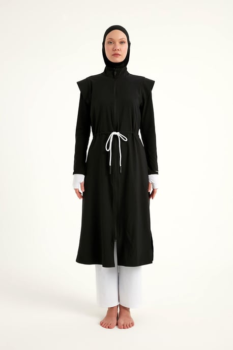 Svart heltäckande islamisk badkläder Burkini Set - Image 4
