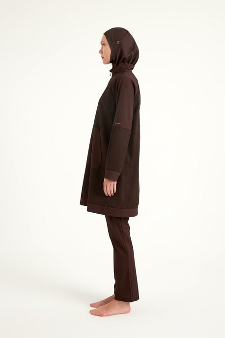 Brun heltäckande tylldetalj Modest Swimwear Burkini Set - Image 4