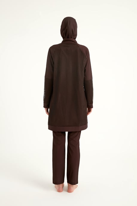 Brun heltäckande tylldetalj Modest Swimwear Burkini Set - Image 5