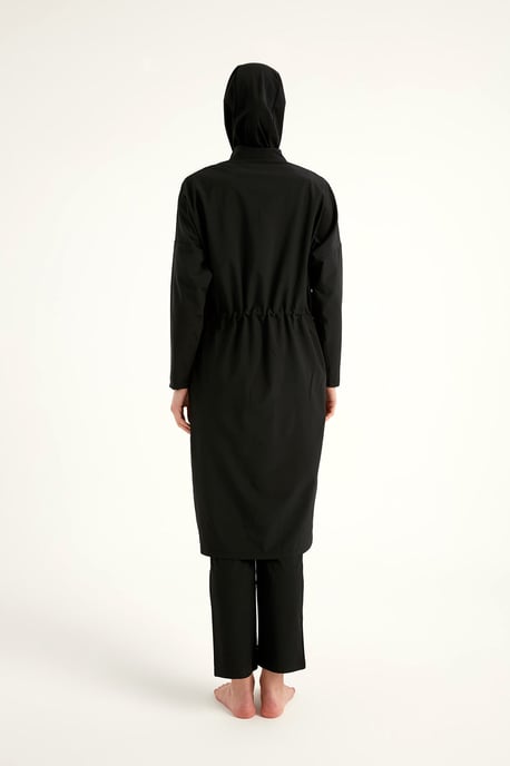 Zwarte, bescheiden badmode Burkini-set met volledige dekking - Image 6