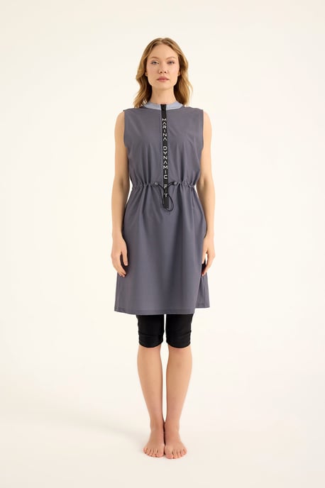 Marina Antracit Halvtäckt Modest Baddräkt - Image 3
