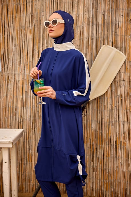 Marinblå Full täckning Modest Swimwear Burkini Set - Image 3