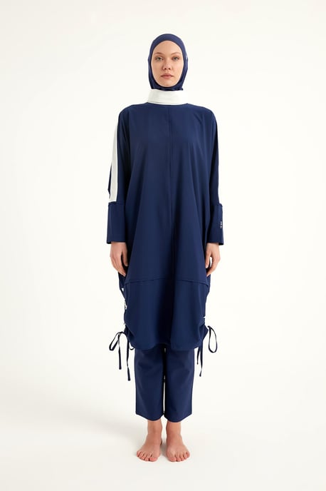 Marinblå Full täckning Modest Swimwear Burkini Set - Image 4
