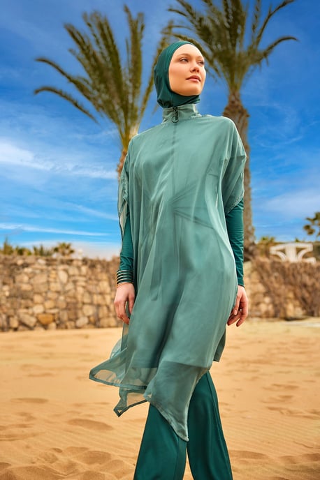 Olive Modest Burkini-set - Badkleding met hoge kraag en volledige dekking - Image 6