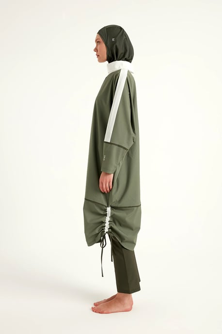 Khaki Modest Full Coverage Baddräkt – Islamisk Burkini Set - Image 4
