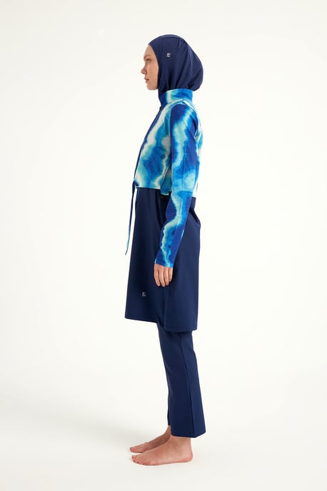 Marineblauwe, bescheiden badmode Burkini-set met volledige dekking - Image 6