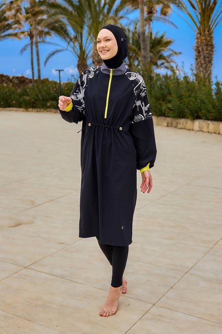 Svart Heltäckande Modest Burkini med ärmdetalj - Image 2