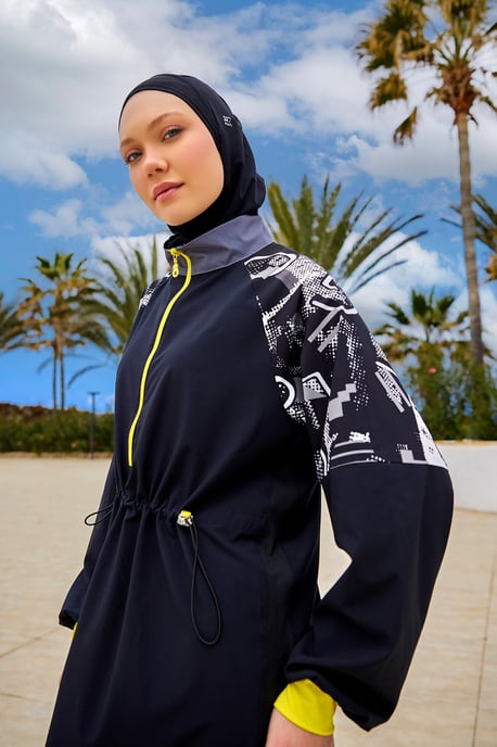 Svart Heltäckande Modest Burkini med ärmdetalj - Image 3