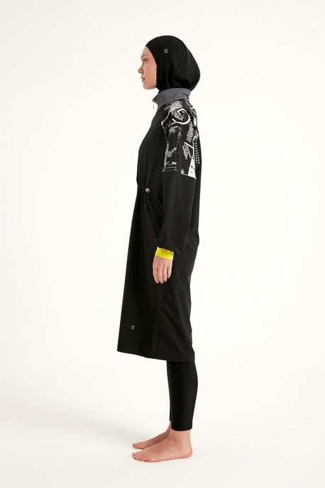 Svart Heltäckande Modest Burkini med ärmdetalj - Image 5