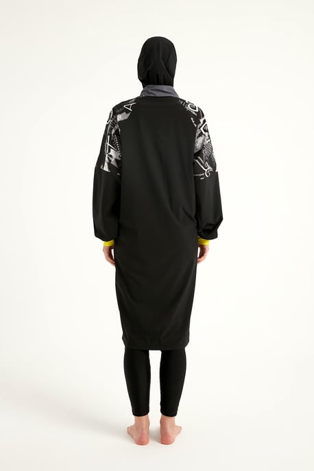 Svart Heltäckande Modest Burkini med ärmdetalj - Image 6